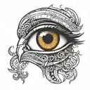 sad eye with loss that has the egyption symbol of proctection  tattoo design idea