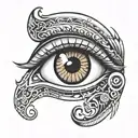 sad eye with loss that has the egyption symbol of proctection  tattoo design idea
