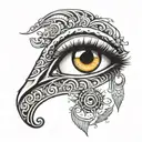 sad eye with loss that has the egyption symbol of proctection  tattoo design idea
