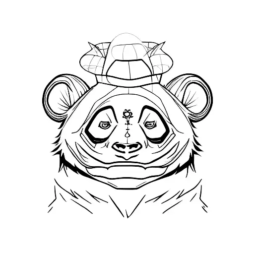 an evil panda lurking in the shadows tattoo design idea