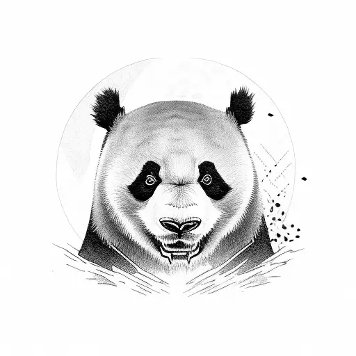 an evil panda lurking in the shadows tattoo design idea
