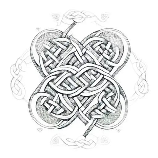 An intricate Celtic knotwork design incorporating elements of Irish wedding traditions tattoo design idea