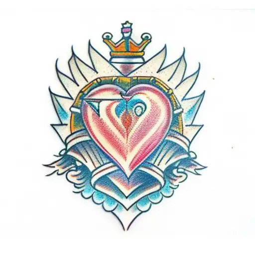 handd crown heart  tattoo design idea