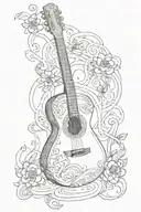 guitar with buddhism symbols  tattoo design idea