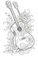 guitar with buddhism symbols  tattoo design idea