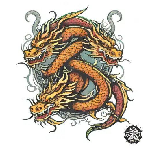 double dragon wrapped tattoo design idea