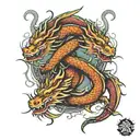 double dragon wrapped tattoo design idea