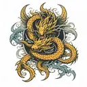 double dragon wrapped tattoo design idea