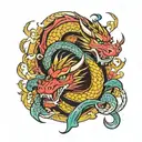 double dragon wrapped tattoo design idea