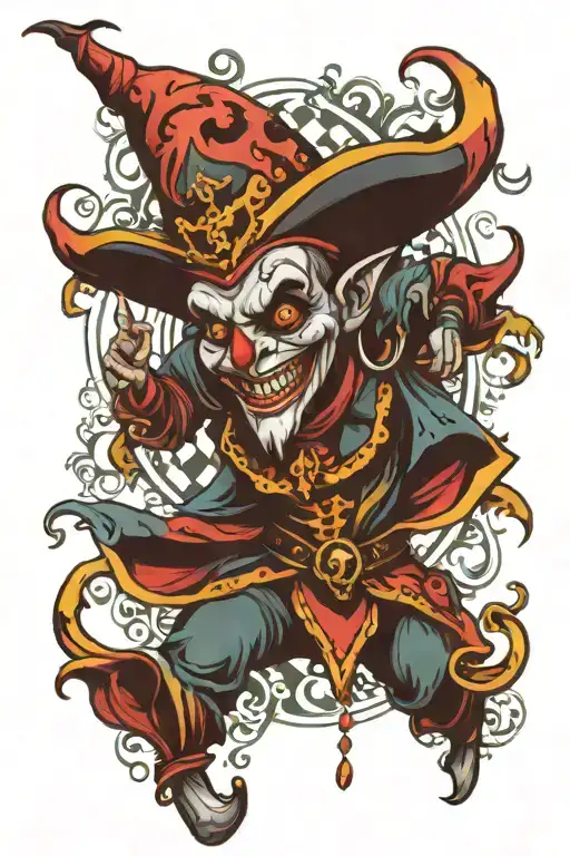 A good jester standing like a god tattoo design idea