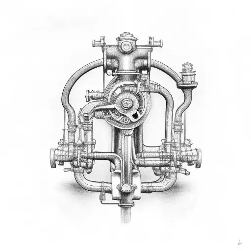 steam engine tattoo design idea