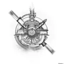 steam engine tattoo design idea