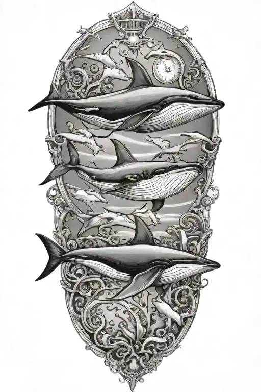 whale, manta ray, shark tattoo design idea