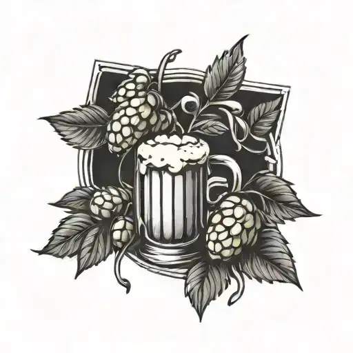 beer brewing hops grain mash and travel tattoo design idea