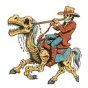 a cowboy skeleton riding a ostrich  tattoo design idea
