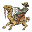 a cowboy skeleton riding a ostrich  tattoo design idea