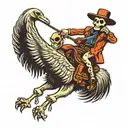a cowboy skeleton riding a ostrich  tattoo design idea