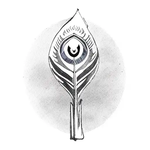 flute with peacock's feather  tattoo design idea