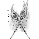 flute with peacock's feather  tattoo design idea