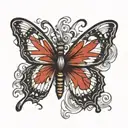 Create a tattoo featuring a butterfly with the Ohio state flag pattern on its wings tattoo design idea