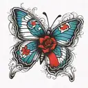 Create a tattoo featuring a butterfly with the Ohio state flag pattern on its wings tattoo design idea