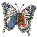 Create a tattoo featuring a butterfly with the Ohio state flag pattern on its wings tattoo design idea