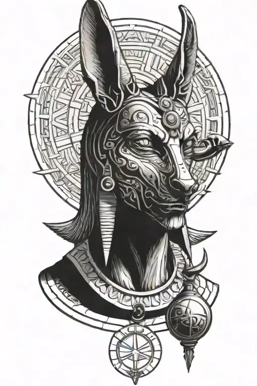 anubis holding the balance tattoo design idea