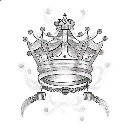lantern with chain with a king crown inside and circle flower around it tattoo design idea