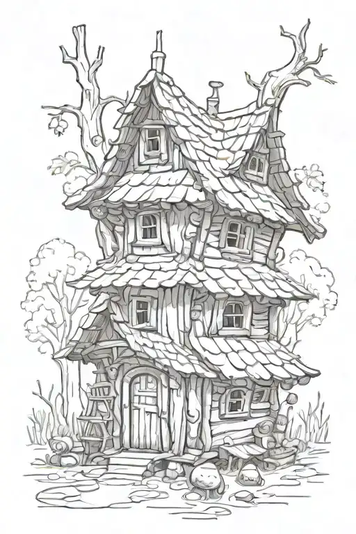 baba yaga hut tattoo design idea