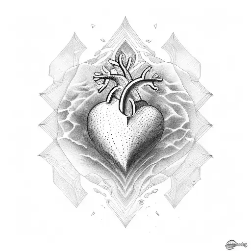 heart on fire tattoo design idea