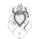 heart on fire tattoo design idea