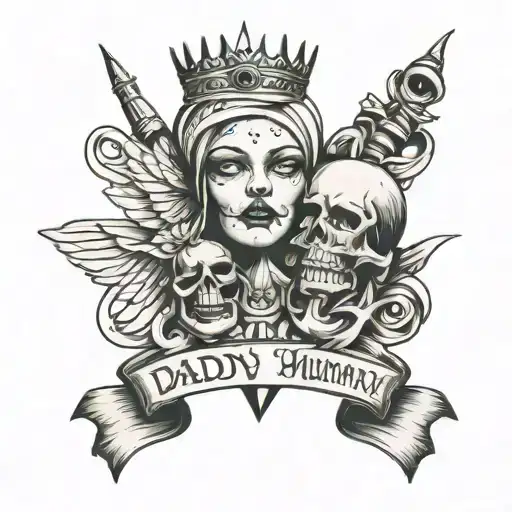 daddy mummy quotes written tattoo design idea