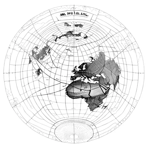 A map of the world with landmarks and travel icons incorporated into the design tattoo design idea