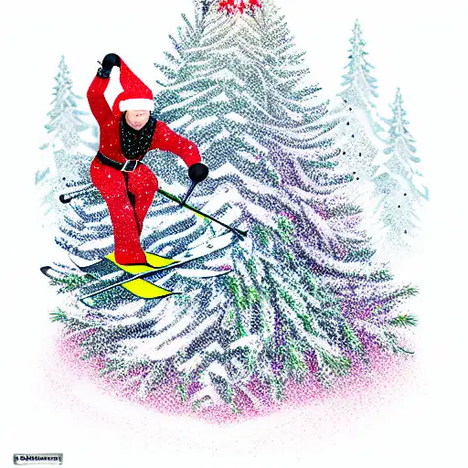 skier fell into a Christmas tree tattoo design idea