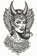 crying female devil wing tattoo design idea