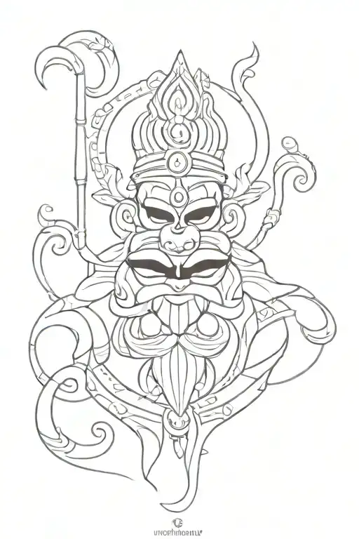 Ravana with sansrit vaani tattoo design idea
