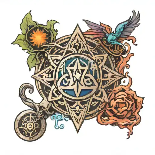 magic: the gathering mana symbols tattoo design idea