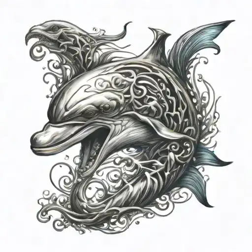 The dolphin with the face of a demon tattoo design idea