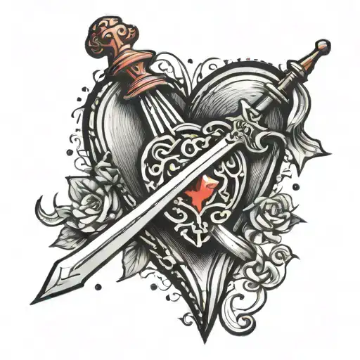 a dagger that pierces through a heart tattoo design idea