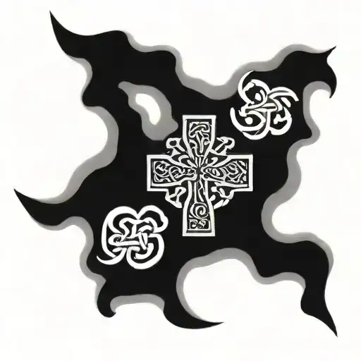 Celtic armband with negative space cross  tattoo design idea