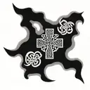 Celtic armband with negative space cross  tattoo design idea