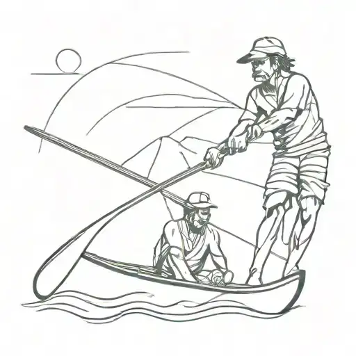 outrigger canoe racing scene tattoo design idea