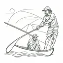 outrigger canoe racing scene tattoo design idea