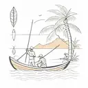 outrigger canoe racing scene tattoo design idea