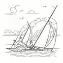 outrigger canoe racing scene tattoo design idea
