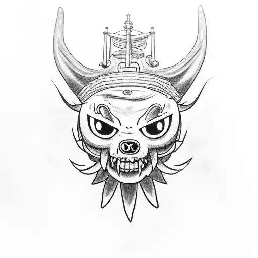 giant scary Tony Tony chopper form one peace  tattoo design idea