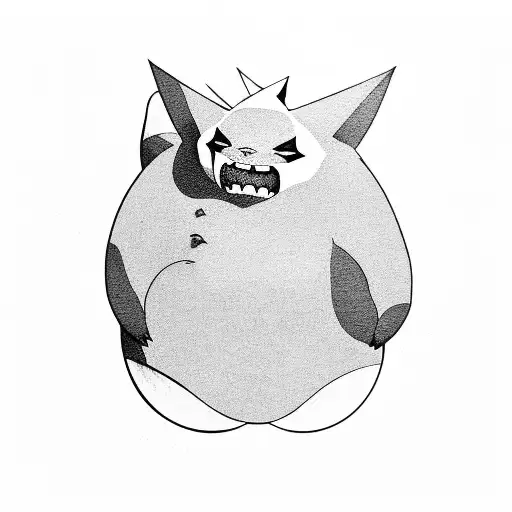 gengar with snorlax tattoo design idea