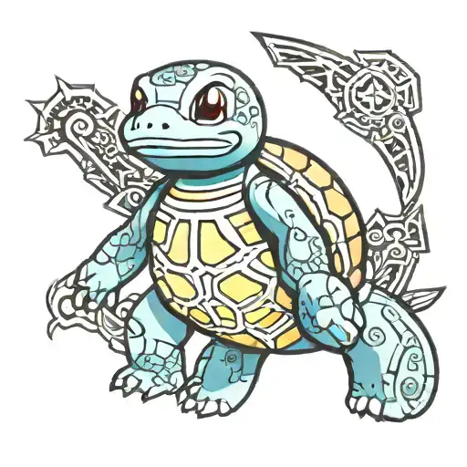 squirtle Pokémon Aztec traditional tattoo design tattoo design idea