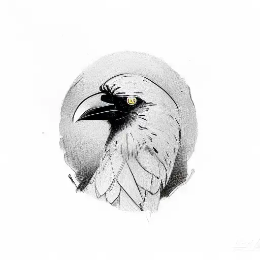 A sketch of a crow wearing a jiu-jitsu belt tattoo design idea