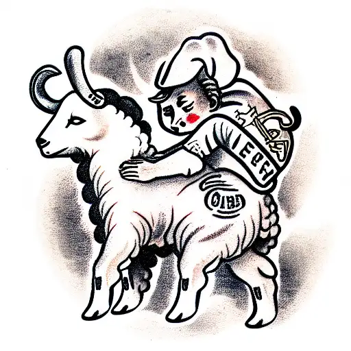 Shepherd carrying a lamb on his shoulders tattoo design idea